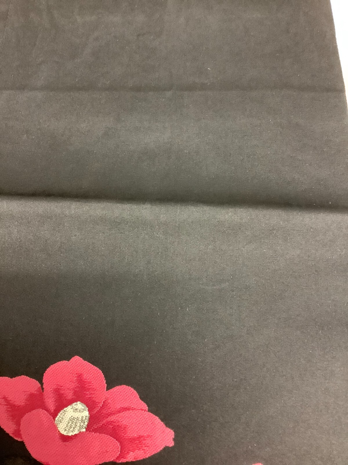 Japanese Vintage Kimono Nagoya Obi silk black embroidery flower 137.7×12.2in