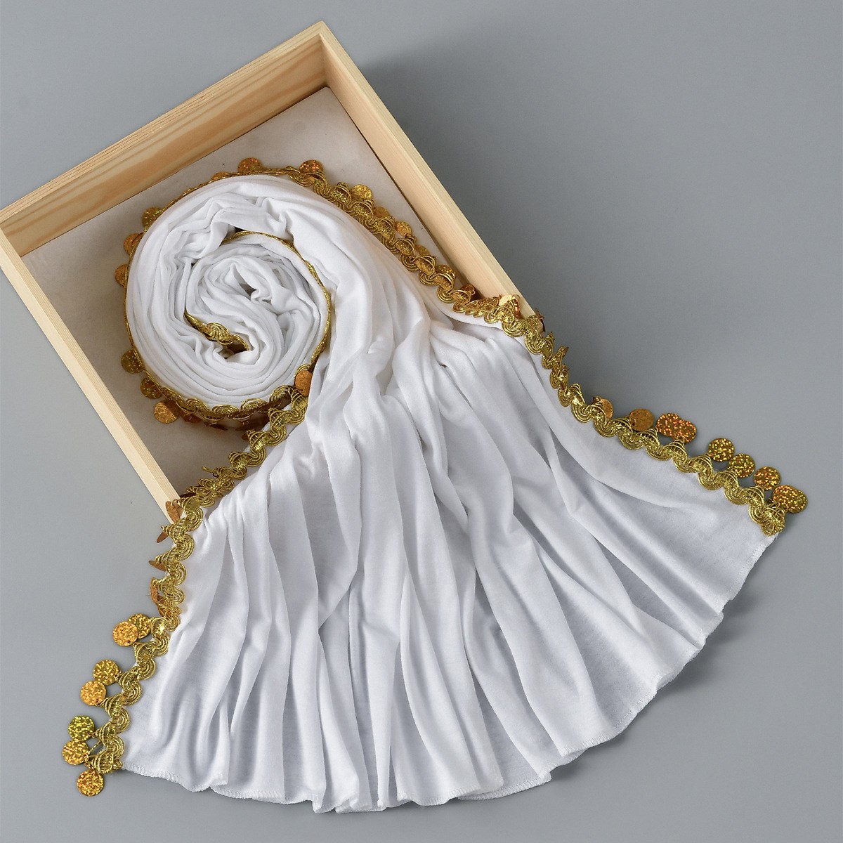 Versatile Malaysia Sequin Scarf Shawl Elegant Women Simple Solid Color Hijabs