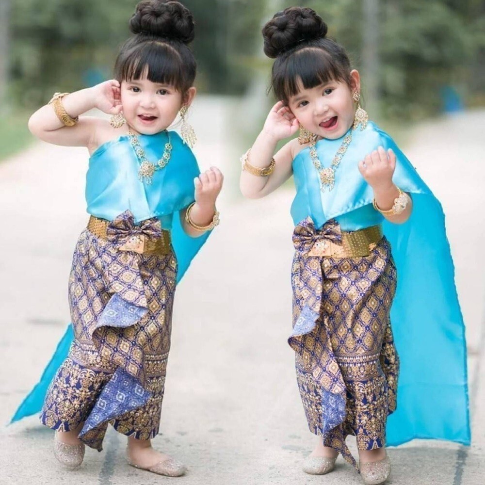 Dress For Kids Girls Thai Traditional Wedding Cloth Skirt Not include Jewelry