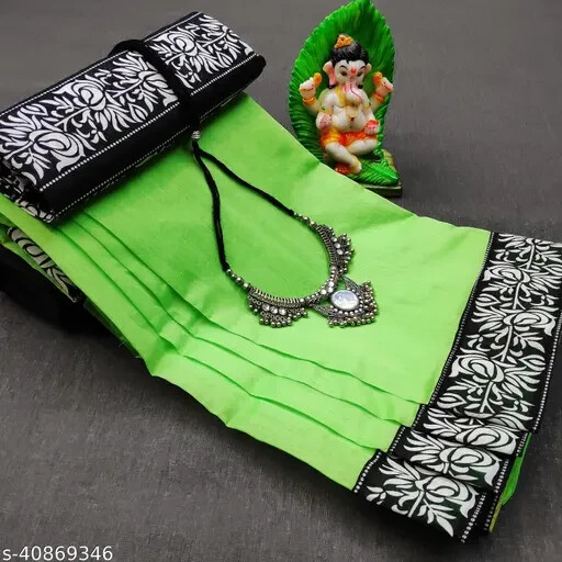 Women’s Chanderi Cotton saree With Separate Blouse Piece