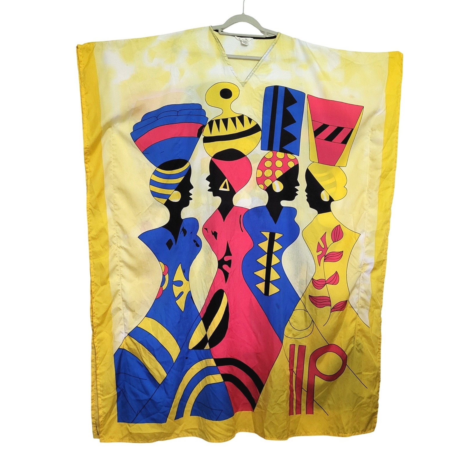 Gypsie Blu Kaftan Womens One Size Yellow Tribal Ethnic Art Wear Festival Caftan