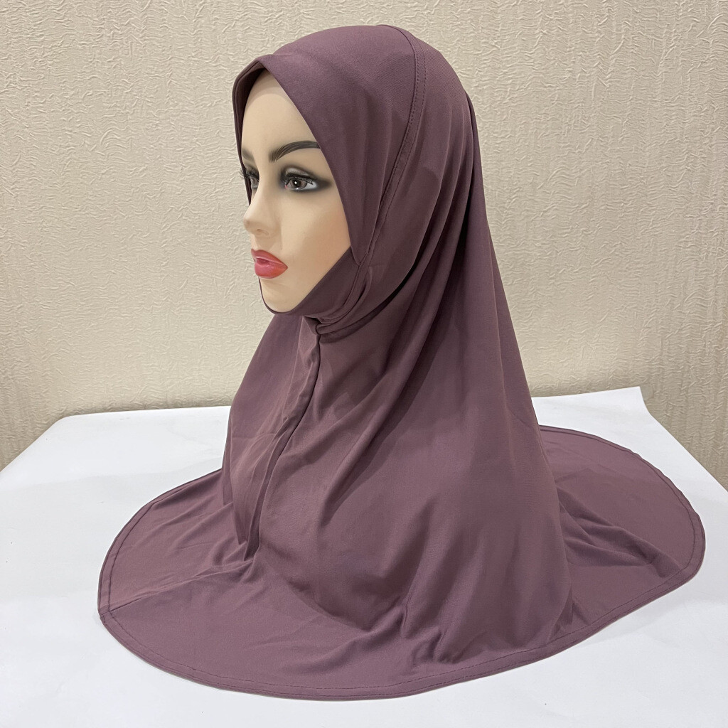 Teenage Girls Dwarf Womens Solid Color Amira Turban Muslim Prayer Hijab Headwear