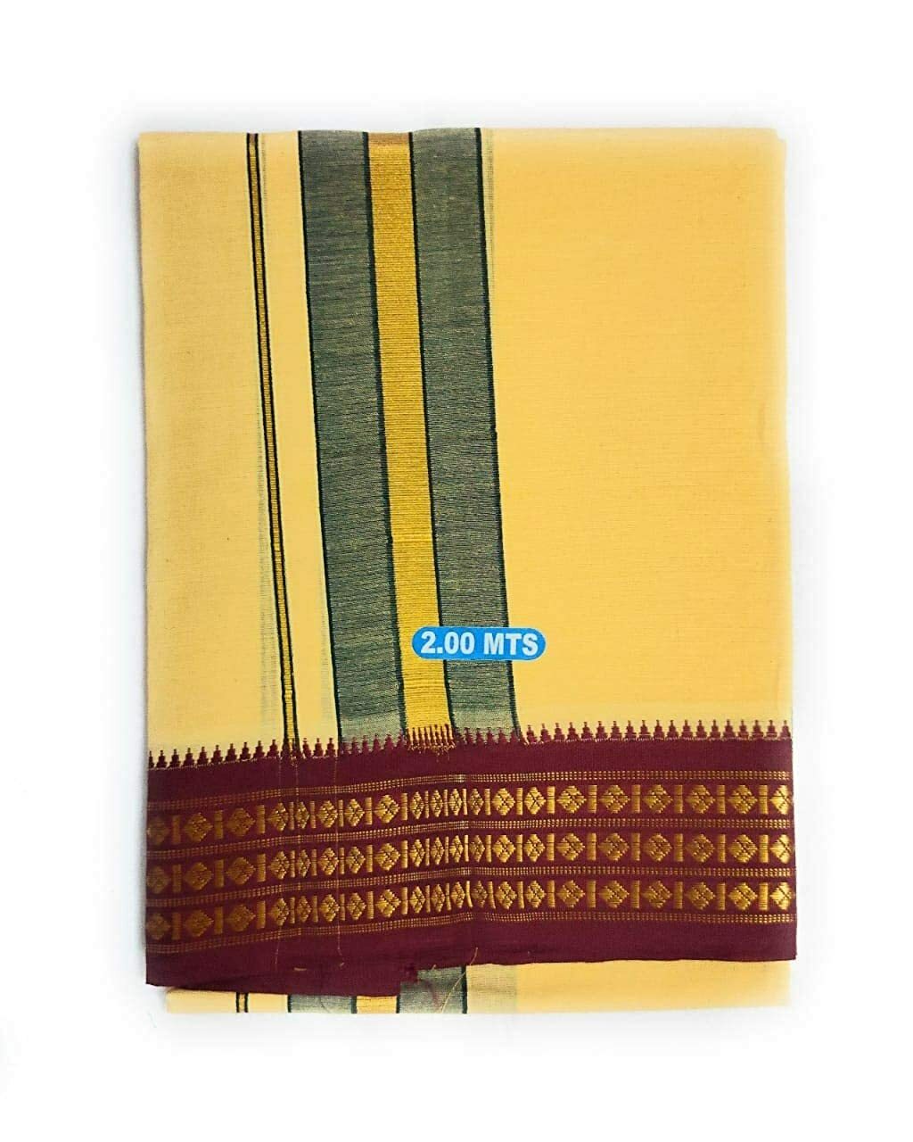 Men’s Pure Cotton Dhotis in Three Borders in 2 Mtrs Single Dhoti US