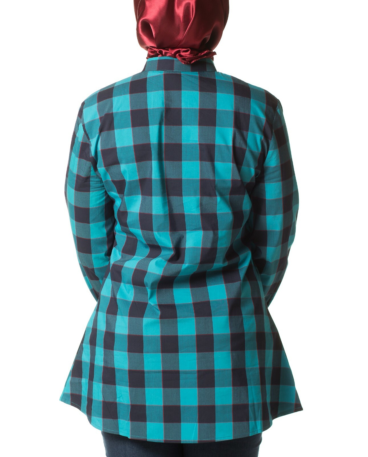 Ummah Couture Plaid Top w/ Pockets Modest Muslim Hijab Fashion Long Sleeve Shirt