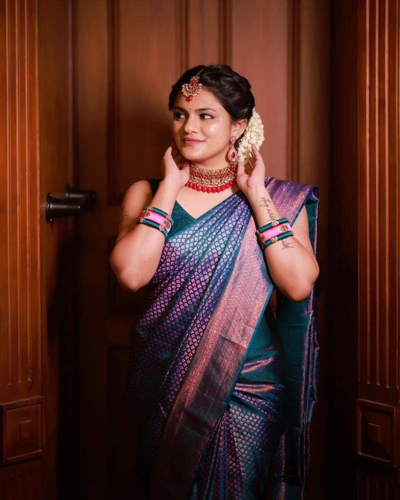 TRADITIONAL PARTY WEAR SOFT SILK INDIAN WEDDING WEAR KANJEEVARAM SAREE SARI