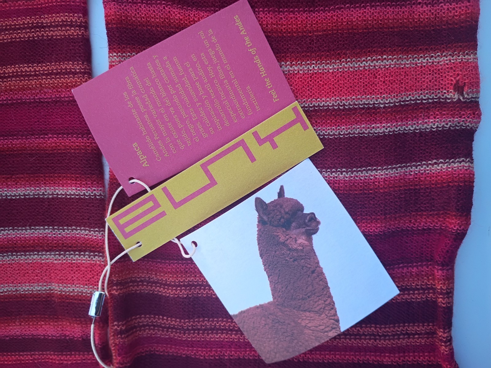 Kuna 100% baby Alpaca striped face scarf Made in Peru 🦙 new READ 64″