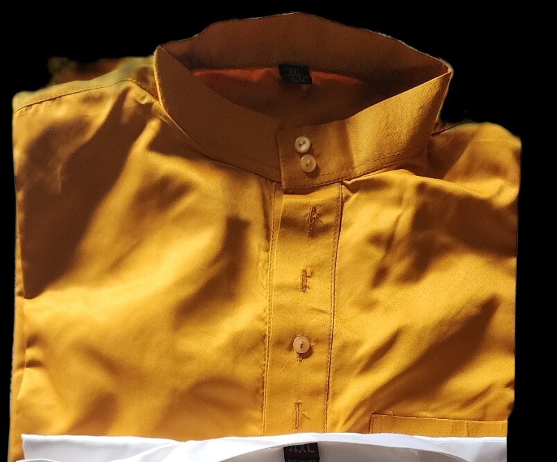 Men Long Sleeve Abaya Dishdash Thobe Jubba Mustard Yellow Extra LARGE Xl
