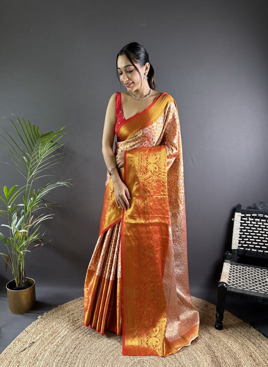 Tissue Silk Fabric Saree Blouse Dress Wedding Night Party Wear Casual Trending