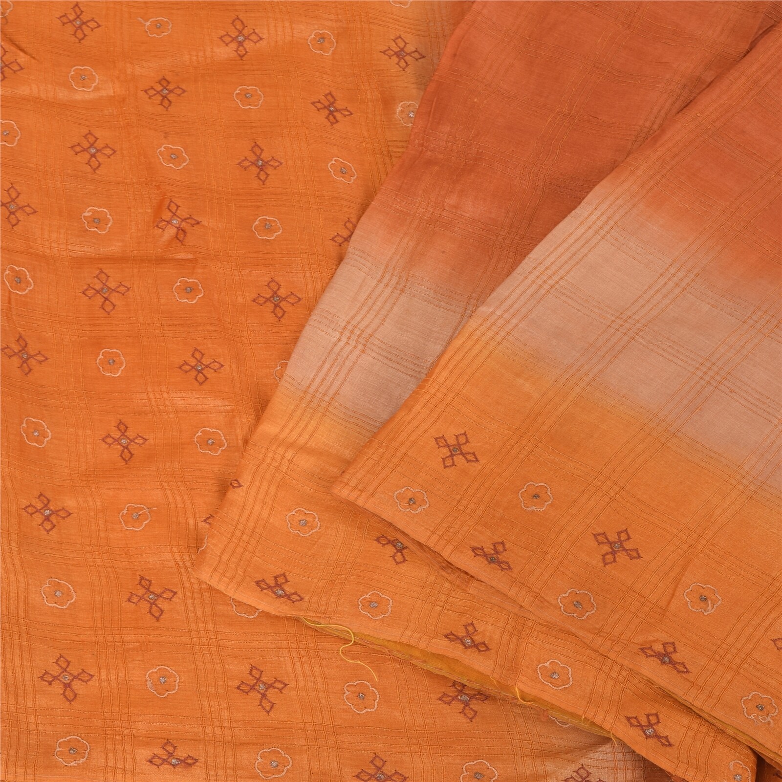 Sanskriti Vintage Indian Sarees Pure Silk Hand Embroidered Sari 5Yd Craft Fabric