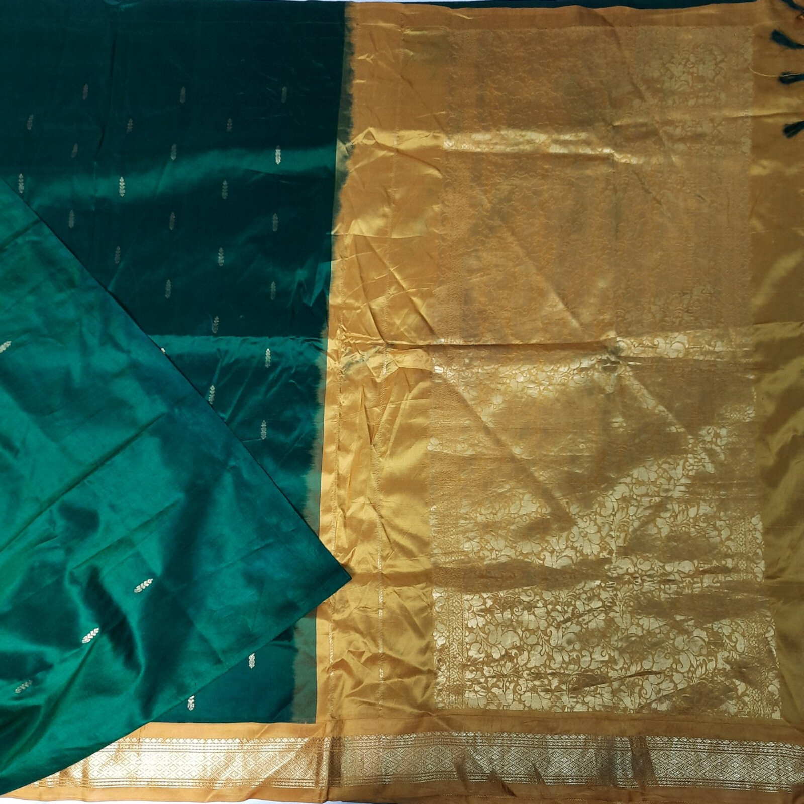 Namaste Vintage 100% Pure Satin Silk Sarees Zari Woven Premium Craft Fabric Sari