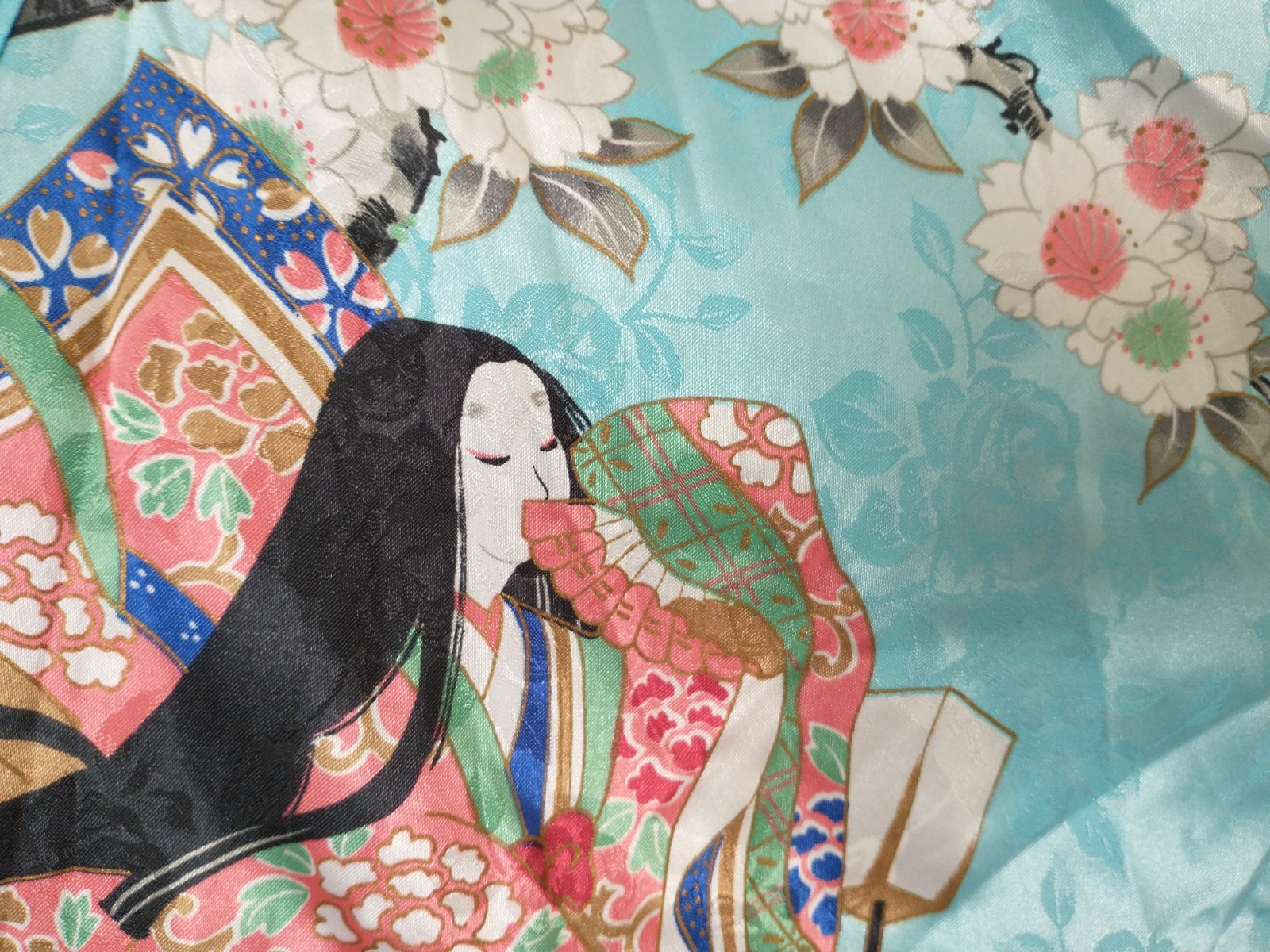 Summer Yukata Kimono Light Blue Polyester Japanese Obi Sash