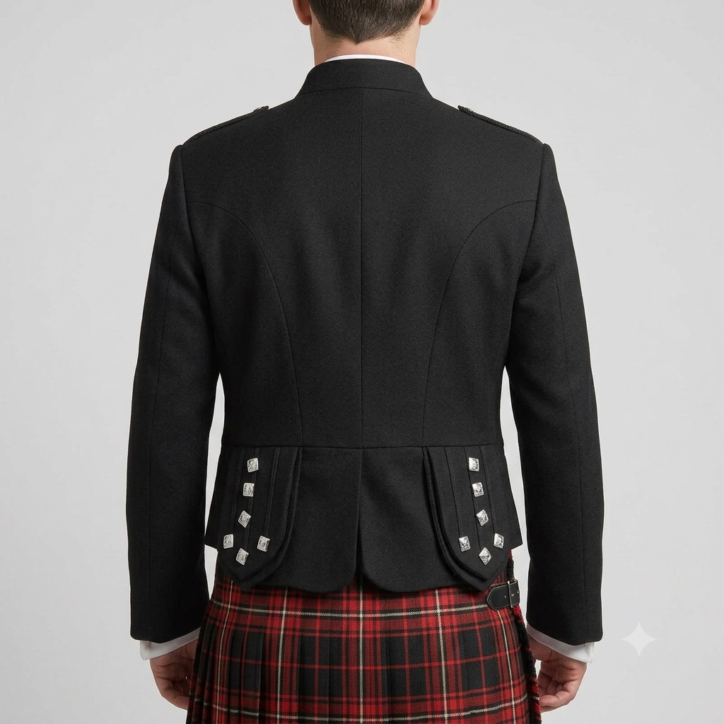 Men’s Black Sheriffmuir Doublet Scottish Kilt Jacket With Waistcoat