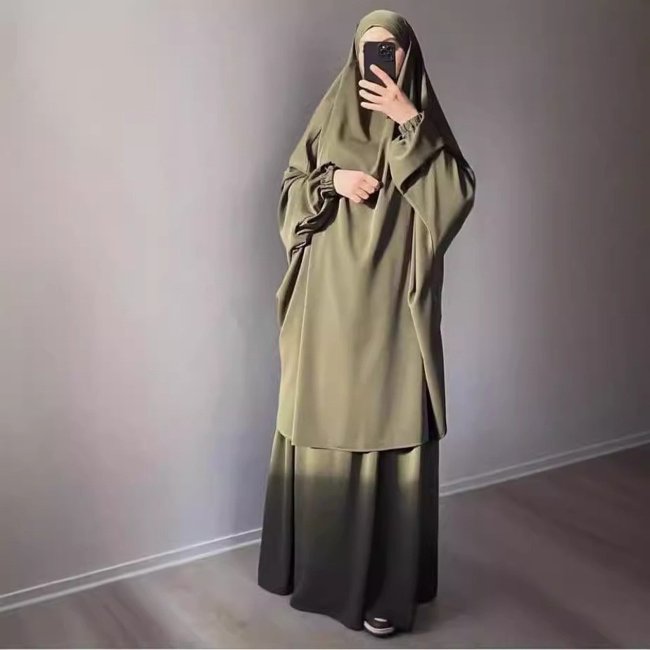 Muslim Women Kaftan Overhead Large Khimar Abaya Burka Ramadan Prayer Plain Set