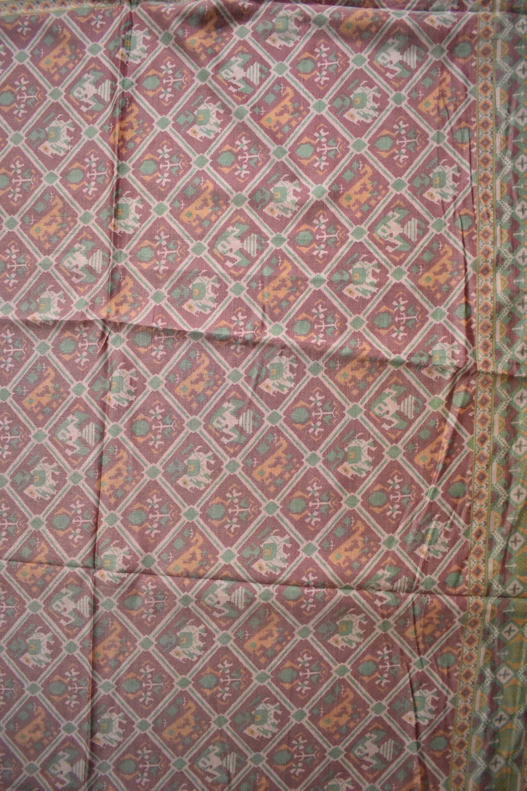 FNC Vintage Saree Maroon Sambhalpuri Hand Woven Ikat Printed Silk Sari Fabric