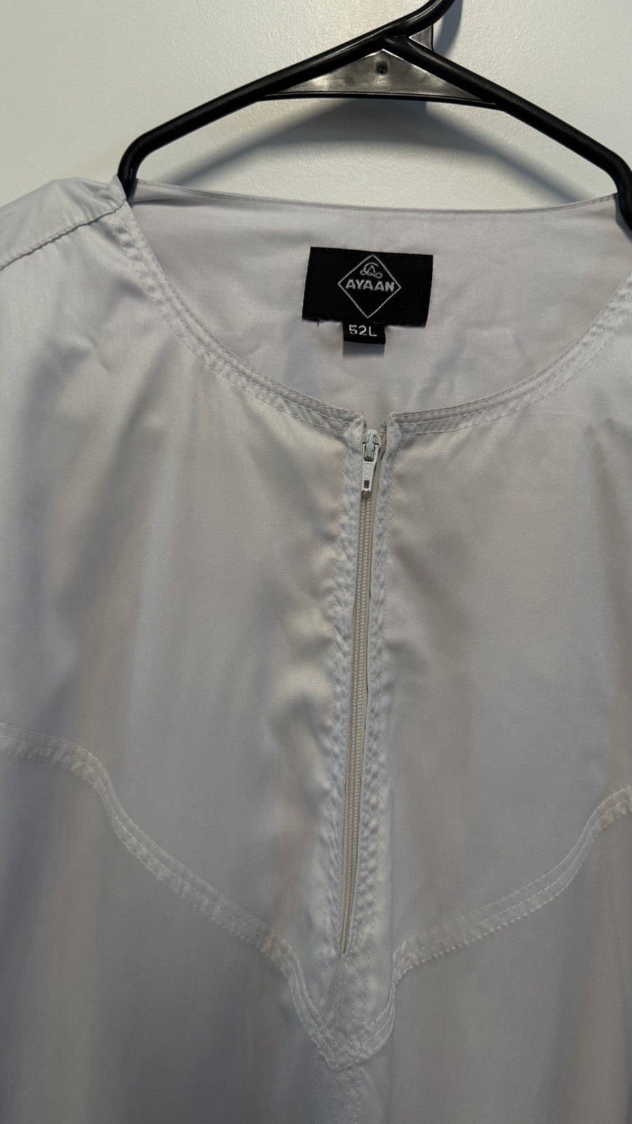 AYAAN Men’s White Thobe Traditional Robe Long Sleeve, Size 52L