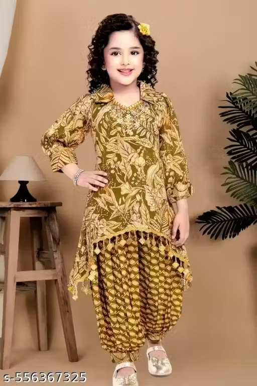 GIRLS KURTI & DHOTI PANT AND DUPATTA SET , TRENDY GIRLS TOP AND BALLOON PANT