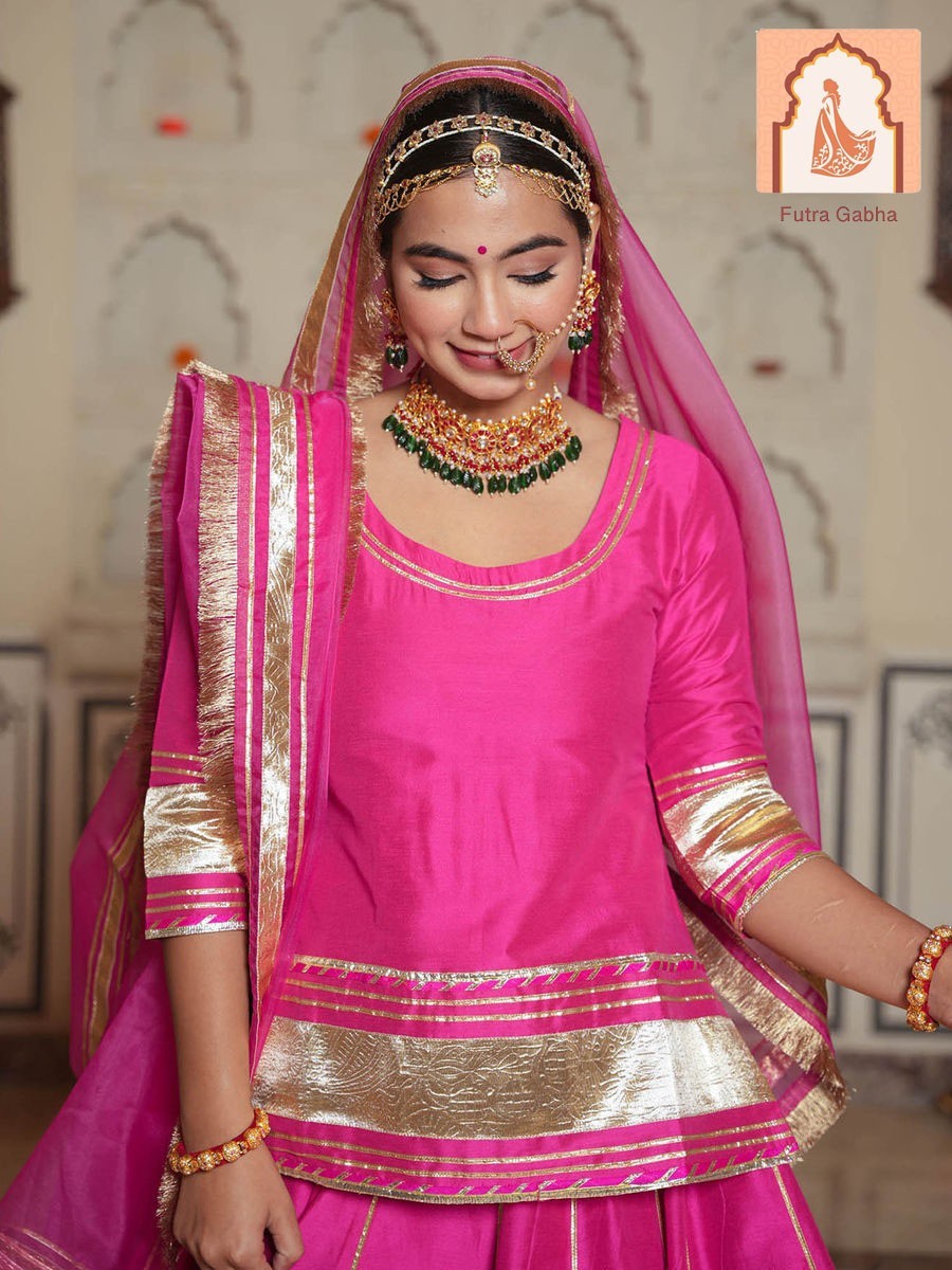 Pink Silk Kurta Skirt Set with Dupatta – Regal Rajputi Poshak Inspired