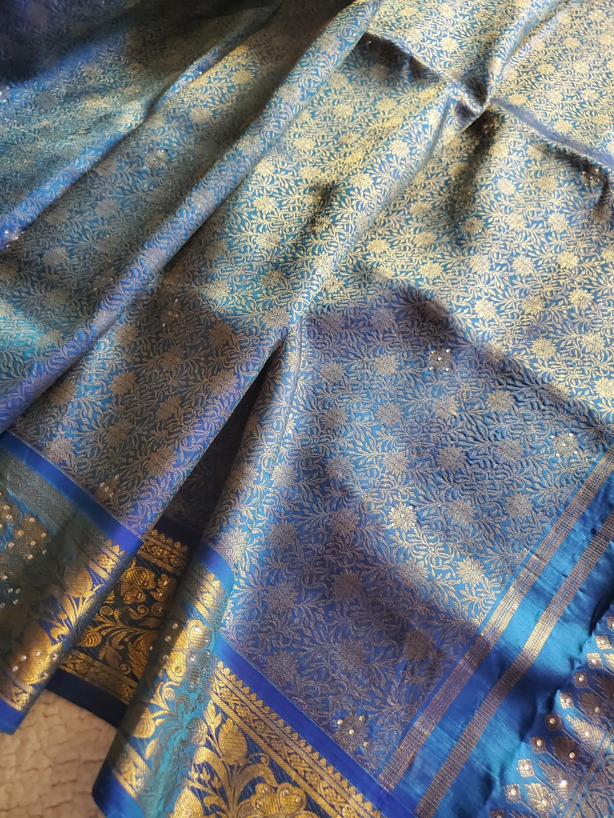Women Pure Silk Brocade Stonework Kanjivaram Saree Designer Party Wedding Festiv