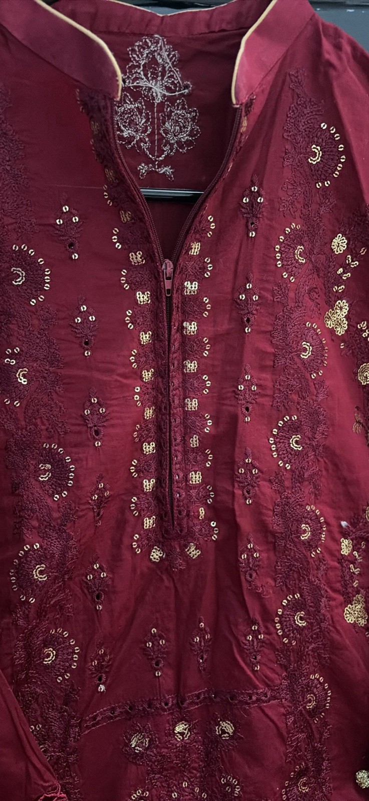 Indian Pakistani Lawn Embroidered Three Piece Suit Size Small New With Zipper