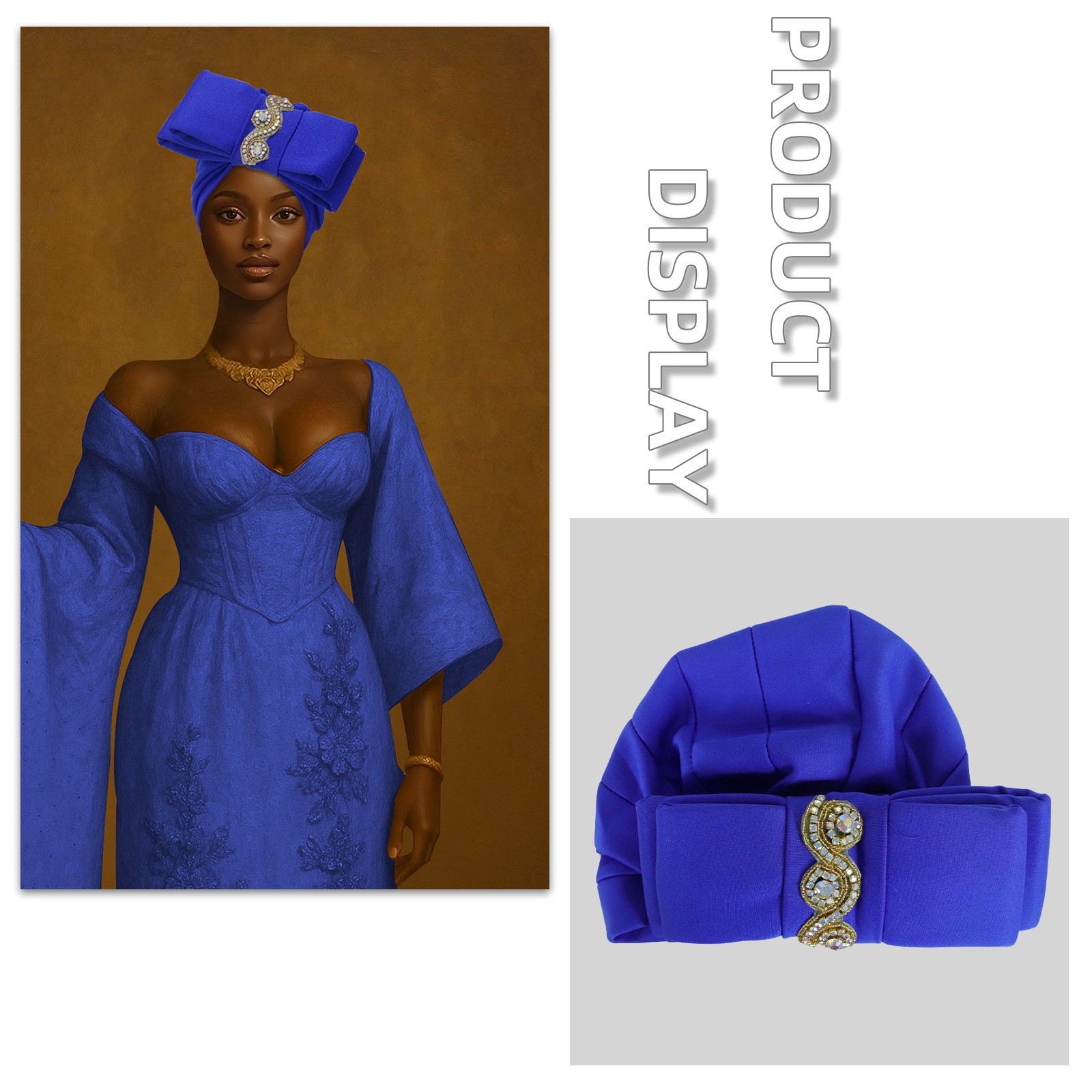 New Africa Tradition Turban Cap Bow Diamond Wrap Hat Auto Gele Birthday Headwear