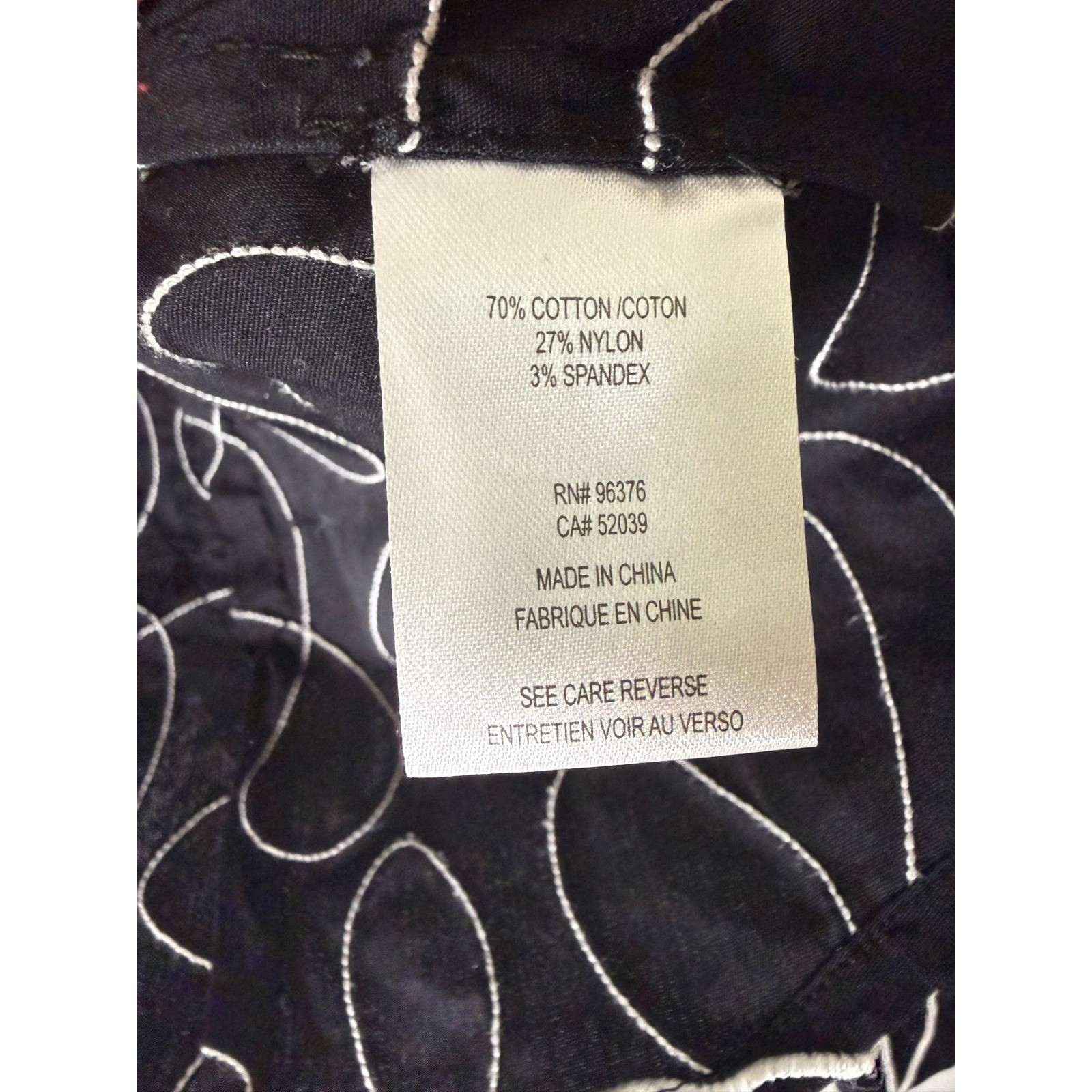Samuel Dong Full Dual Zip Jacket Black White Embroidered Applique Cotton size M