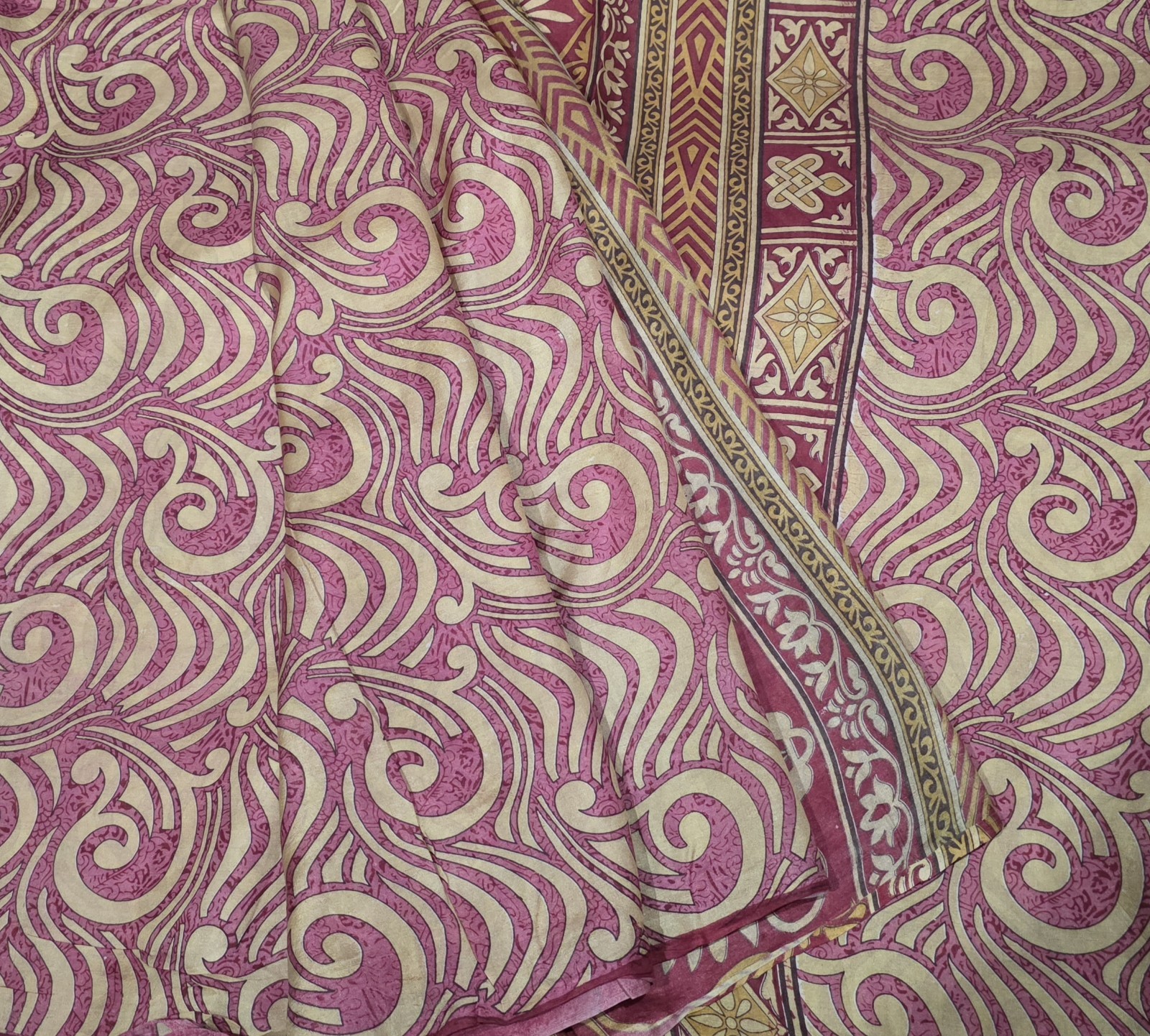 Vintage Silk Saree, 100% Pure Silk Fabric, 5 Yards Ethnic Indian Printed Sari