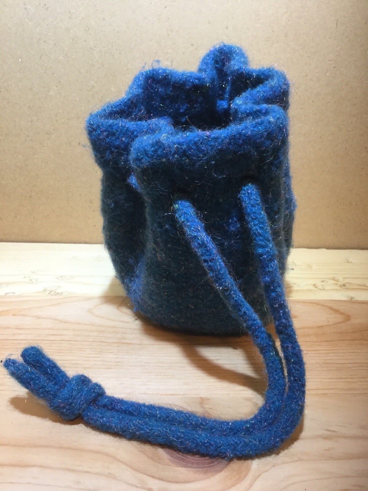 Dreadlock Hair Holder? Cap, Knitted Wool Iridescent Blue / Drawstring, Well Made