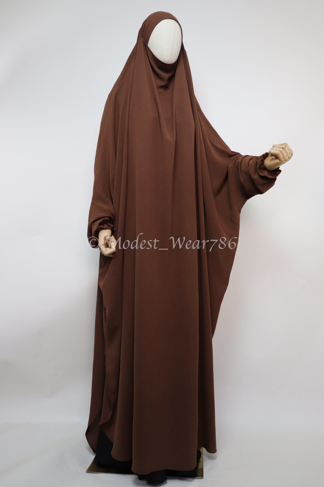 One Piece Full Length Pockets Jilbab Overhead Muslim Prayer Dress Copper