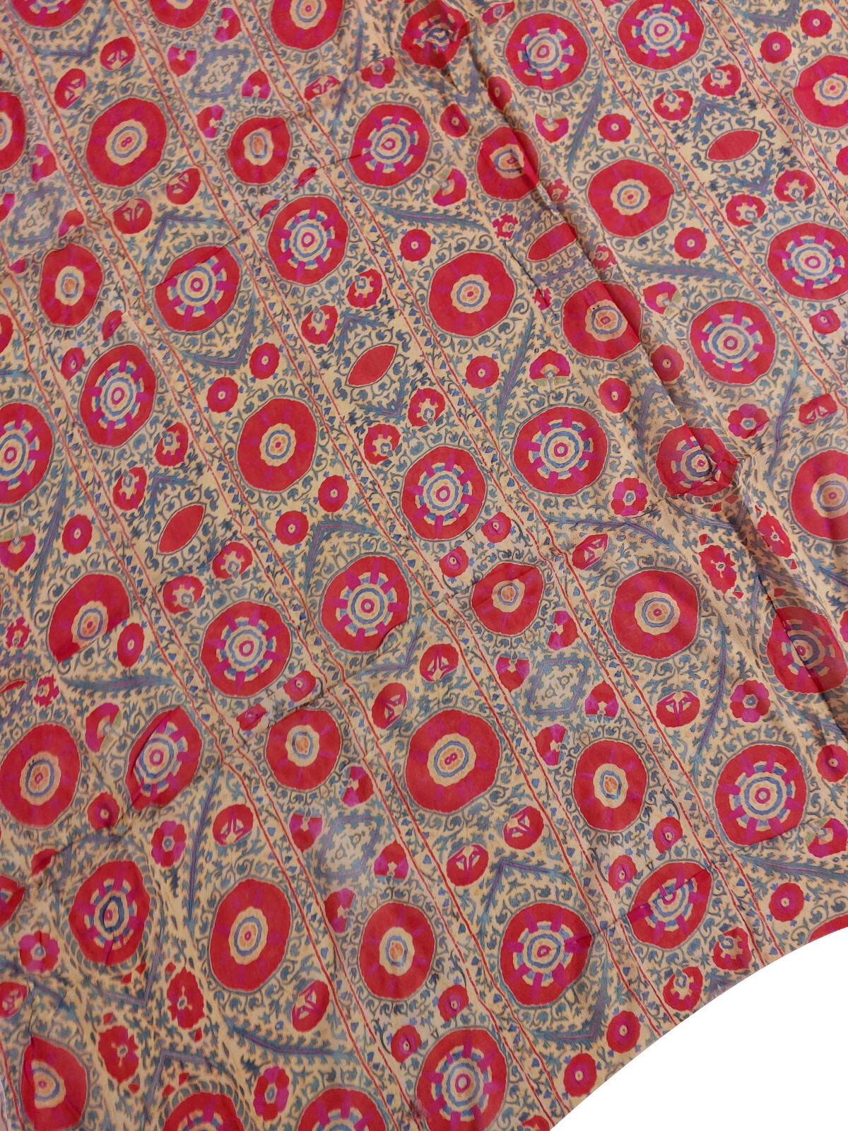 Vintage Indian Chiffon Silk Dupatta | Geometric Print Ethnic Scarf | Sheer Light
