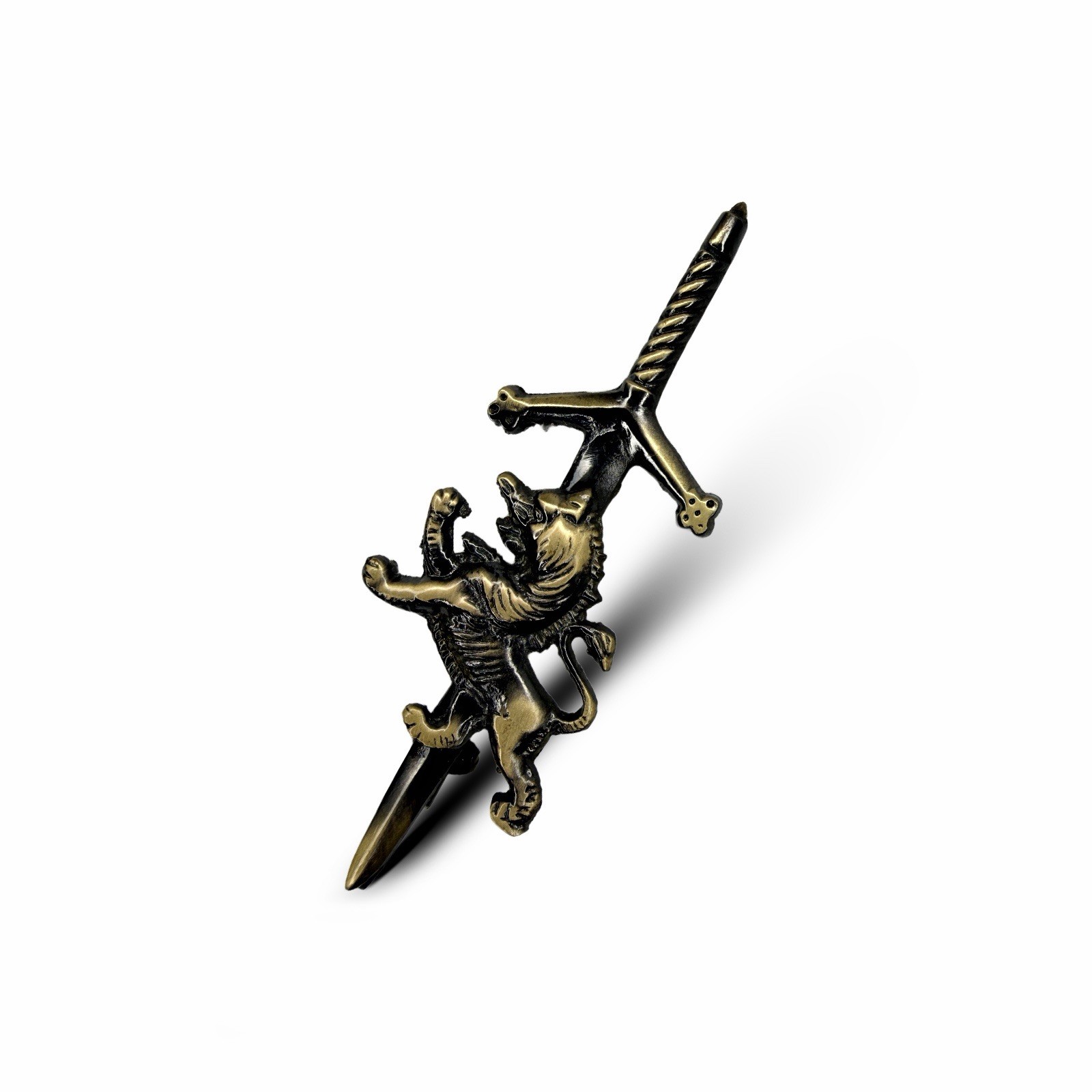 Scottish Rampant Lion 4″ Brass Antique Finish Kilt Pin