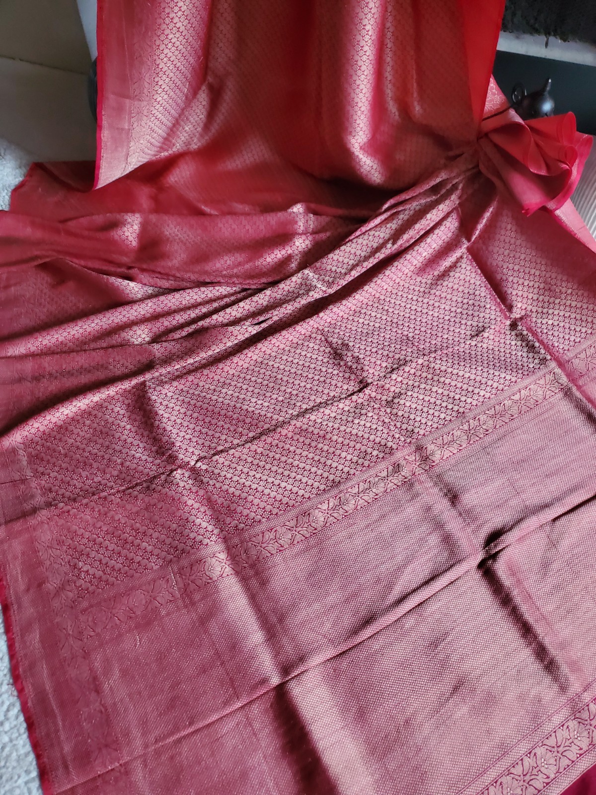 Women Pure Katan Silk Brocade Benarasi Saree Wedding Festive Party