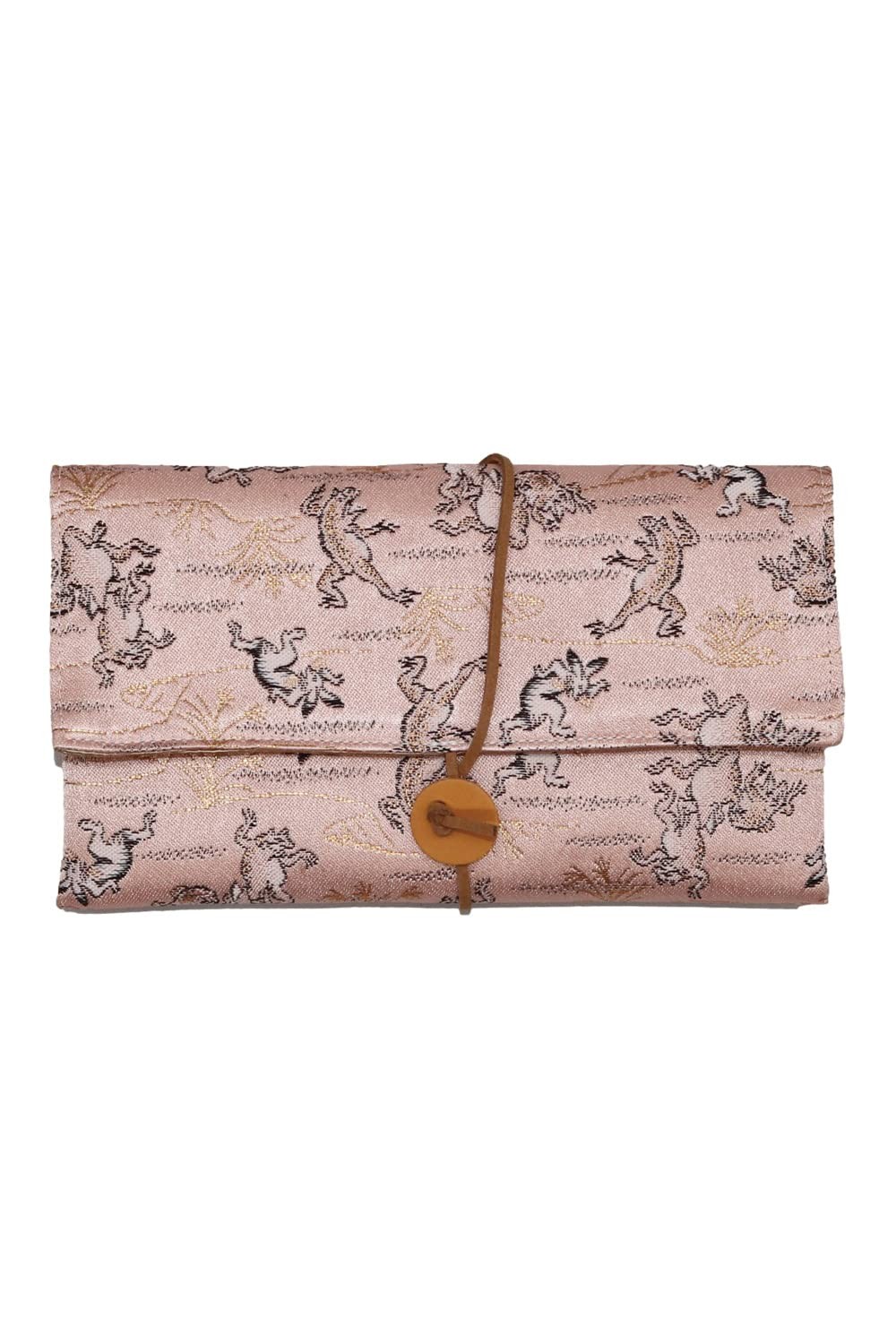 Nishijin-ori Gold Brocade Kaishi Case with Scissors for Tea Ceremony, Pink Color