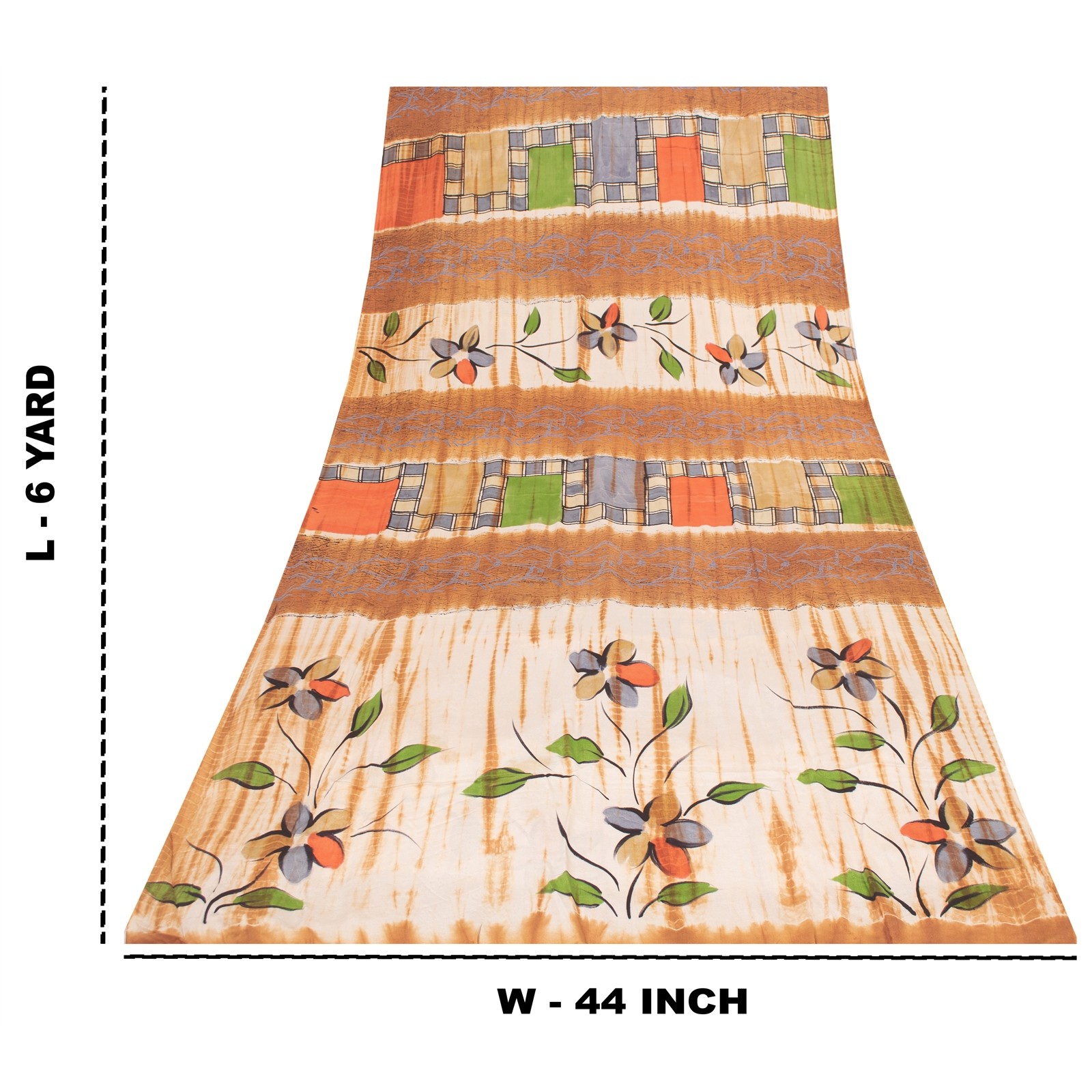 Sanskriti Vintage Saree Multicolor Pure Crepe Hand-Paint-Tie-Dye Sari 6YD Fabric