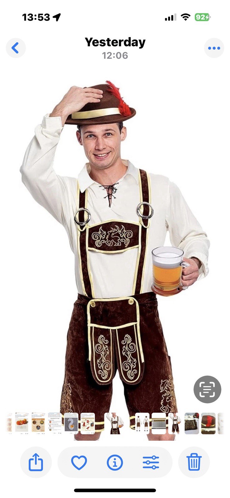 Lederhosen Oktoberfest Beer Fest SM 2 PC Costume Hat Pants Bavarian German