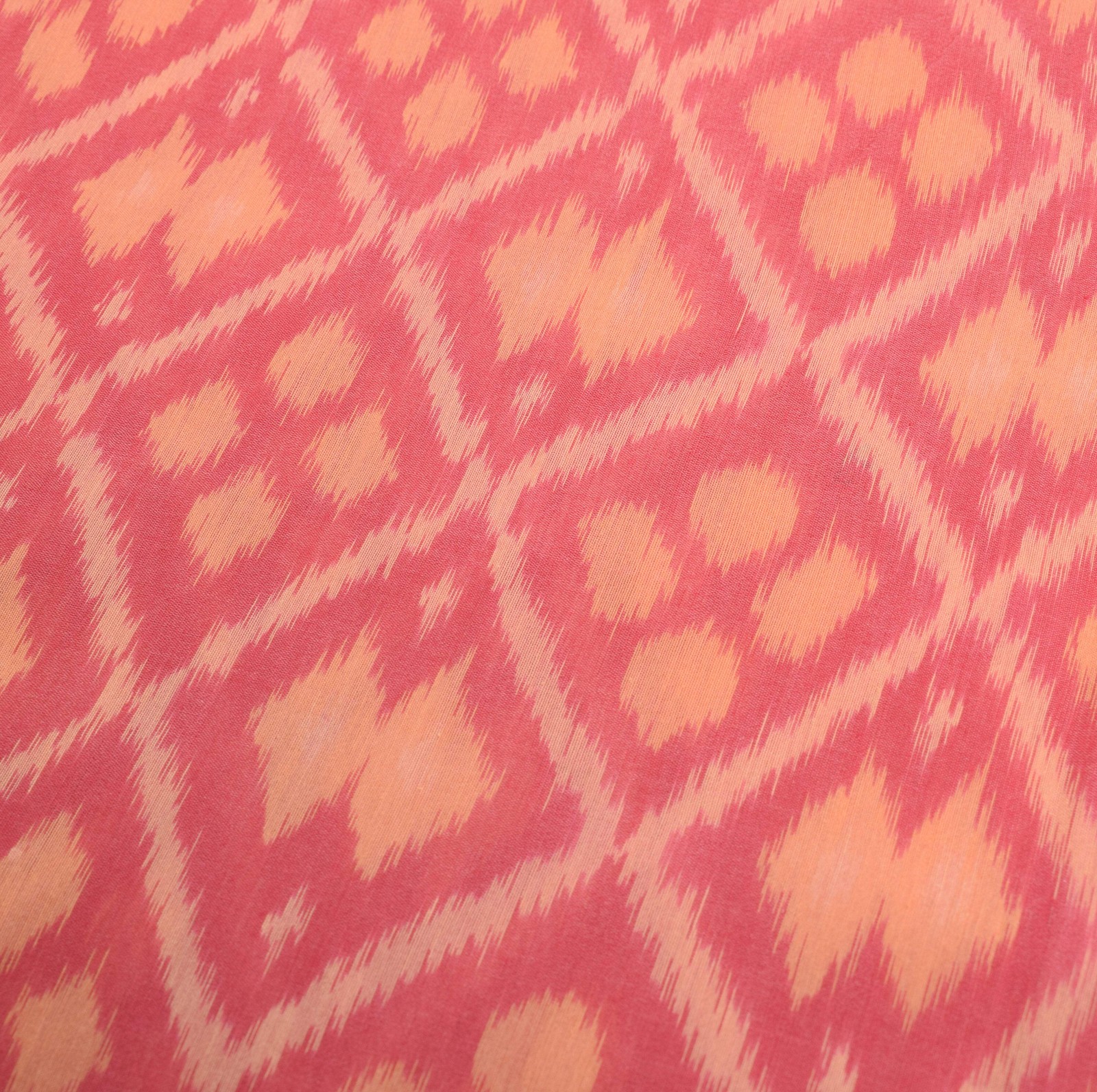 Sushila Vintage Pochampally Ikat Saree Pure Cotton Silk Hand Woven Pink Sari Fab
