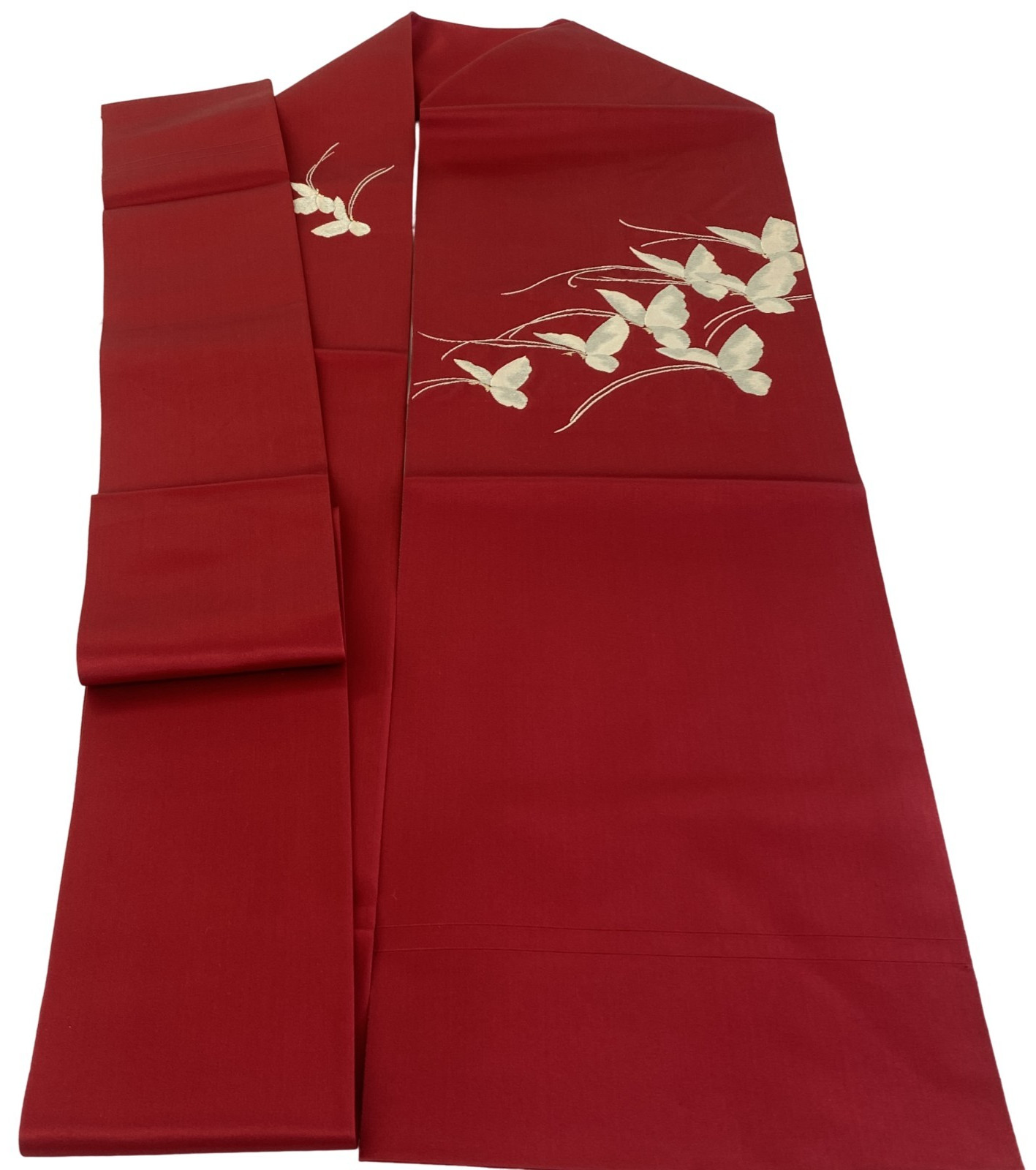 Japanese Vintage Kimono Nagoya Obi Silk Red Traditional Authentic 139 x12 in