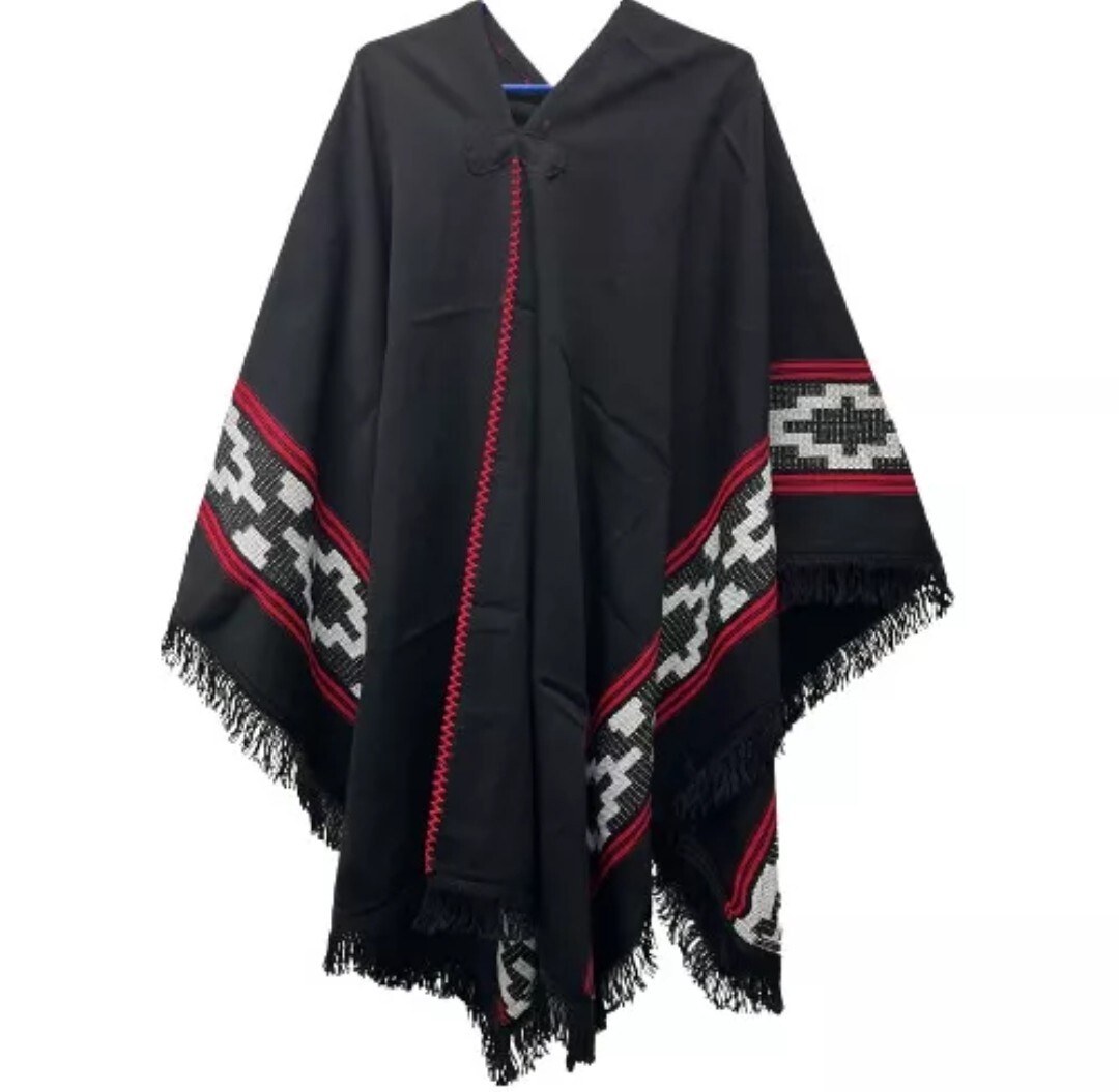 PONCHO INCAICO ADULTO CON GUARDA PAMAPA ARGENTINA BLACK