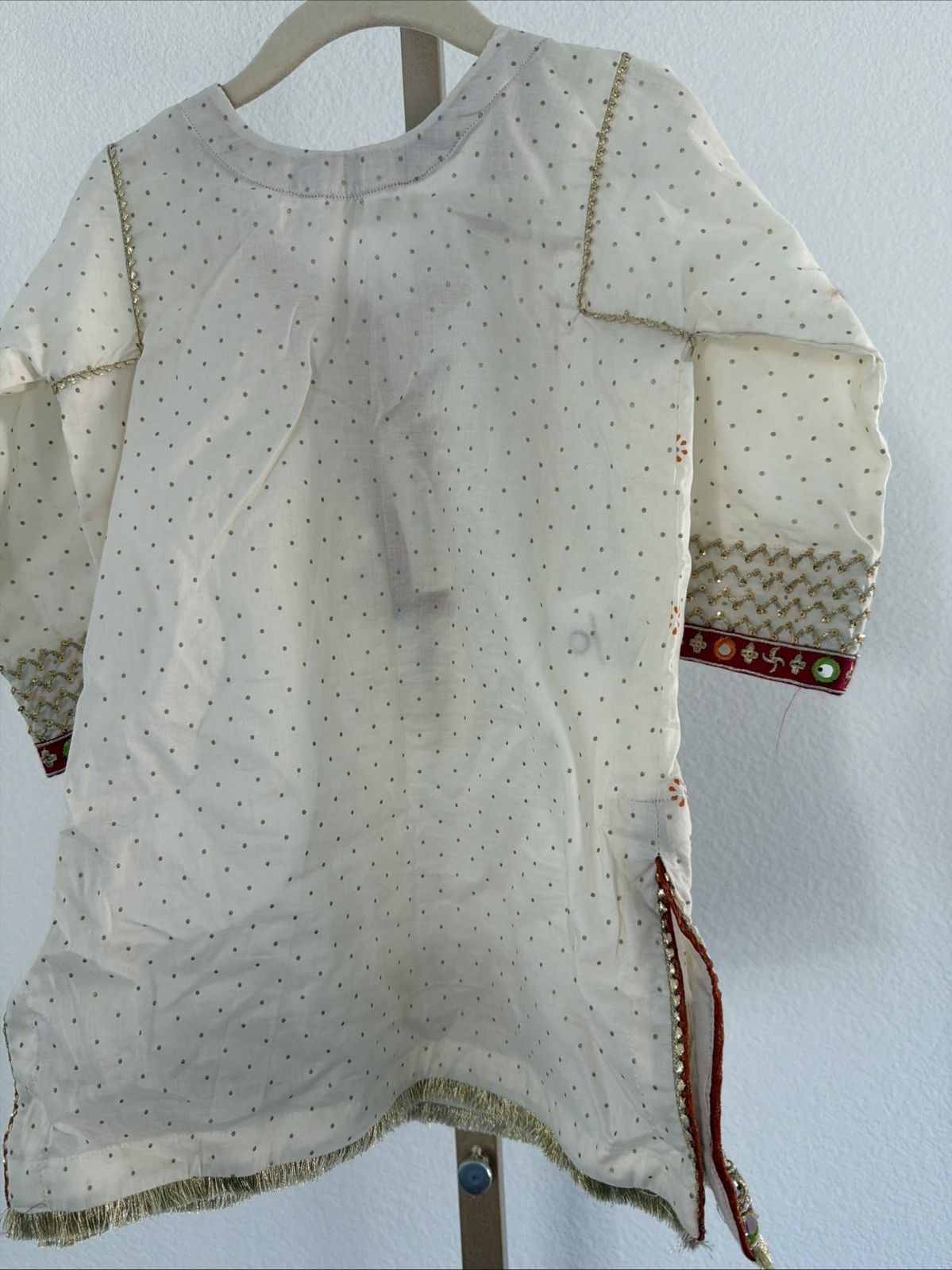 White Neutral Aesthetic Pakistani Eid Outfit Toddler Girl 2-3 Years Kameez