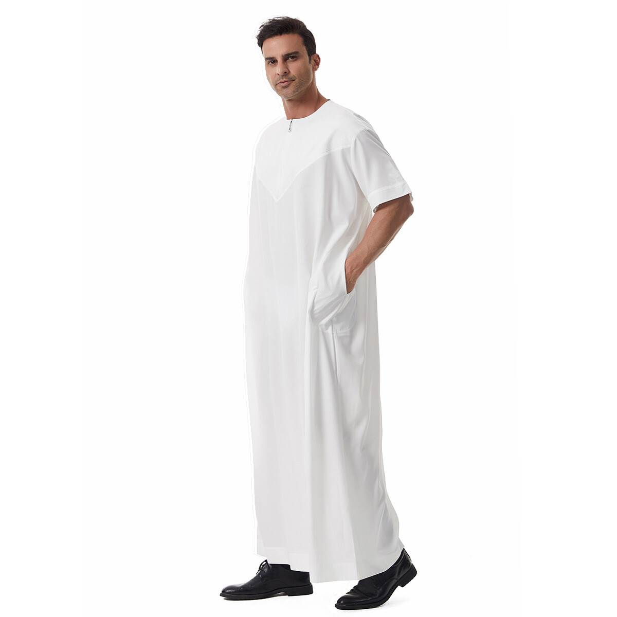 Men Thobe Jubba Thoub Muslim Men Short Sleeve Kaftan Saudi Arab Thoub Dishdasha