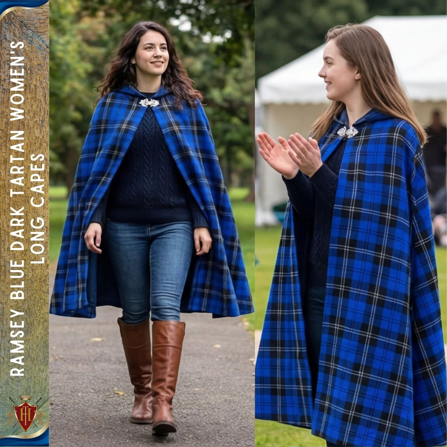 Ramsey Blue Dark Tartan Women’s Long Capes