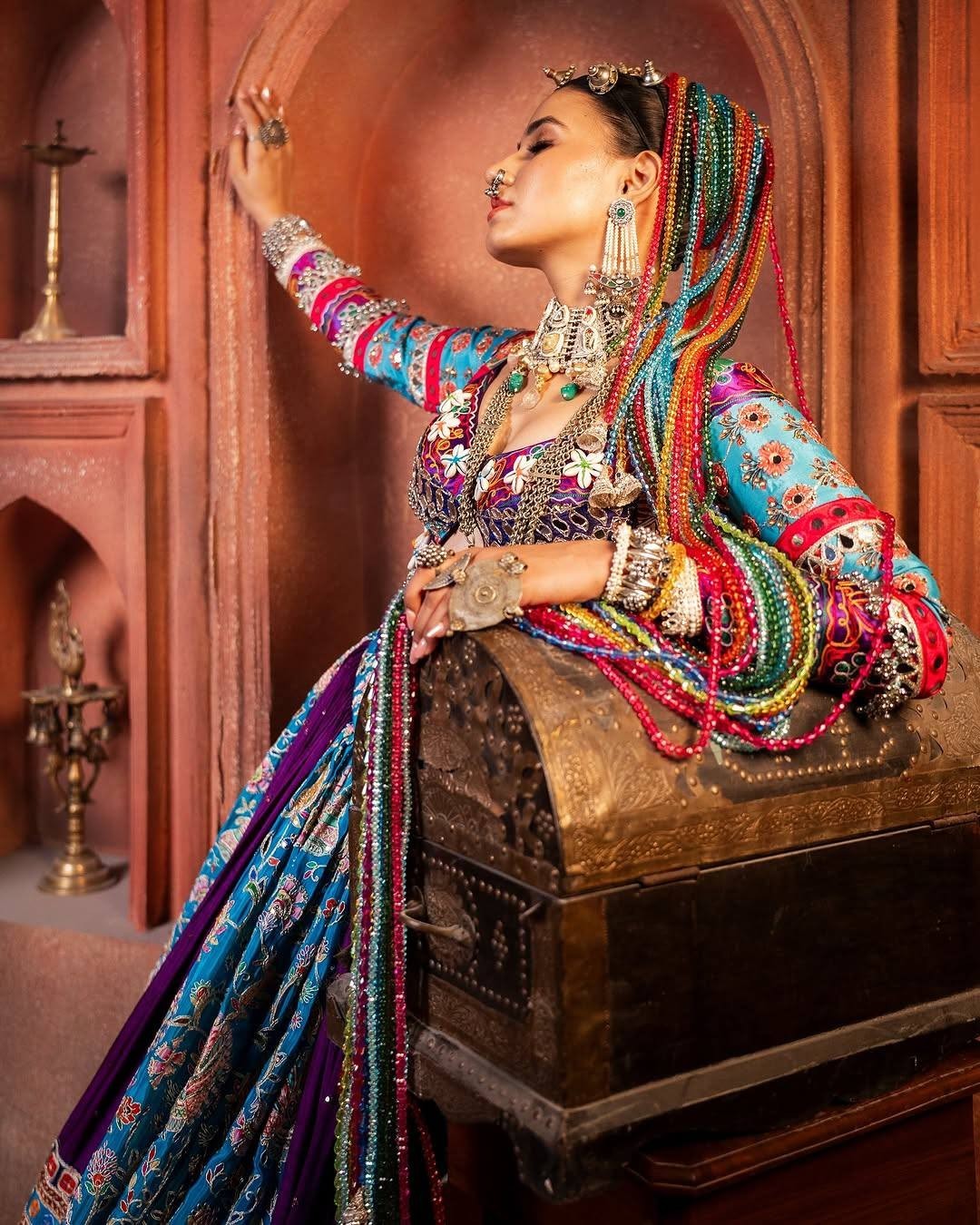Navaratri Special Silk Lehenga Choli & Dupatta In Digital Print By Aadat Export