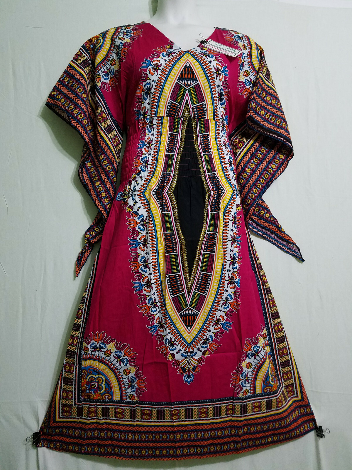 Women African dashiki print long dress elastic Waist Multi Color Free size