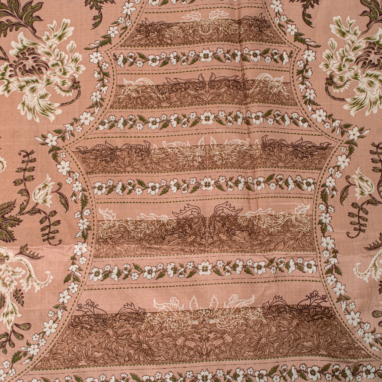 Sanskriti Vintage Soft Cream-Pink Pure Silk Sari Digital Print Floralsaree 5.5Yd