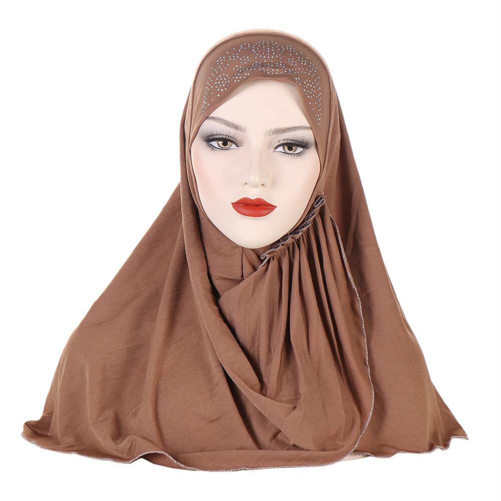 Women Muslim Hijab Amira Scarf Turban Head Cover Pull On Ready Made Headscarf