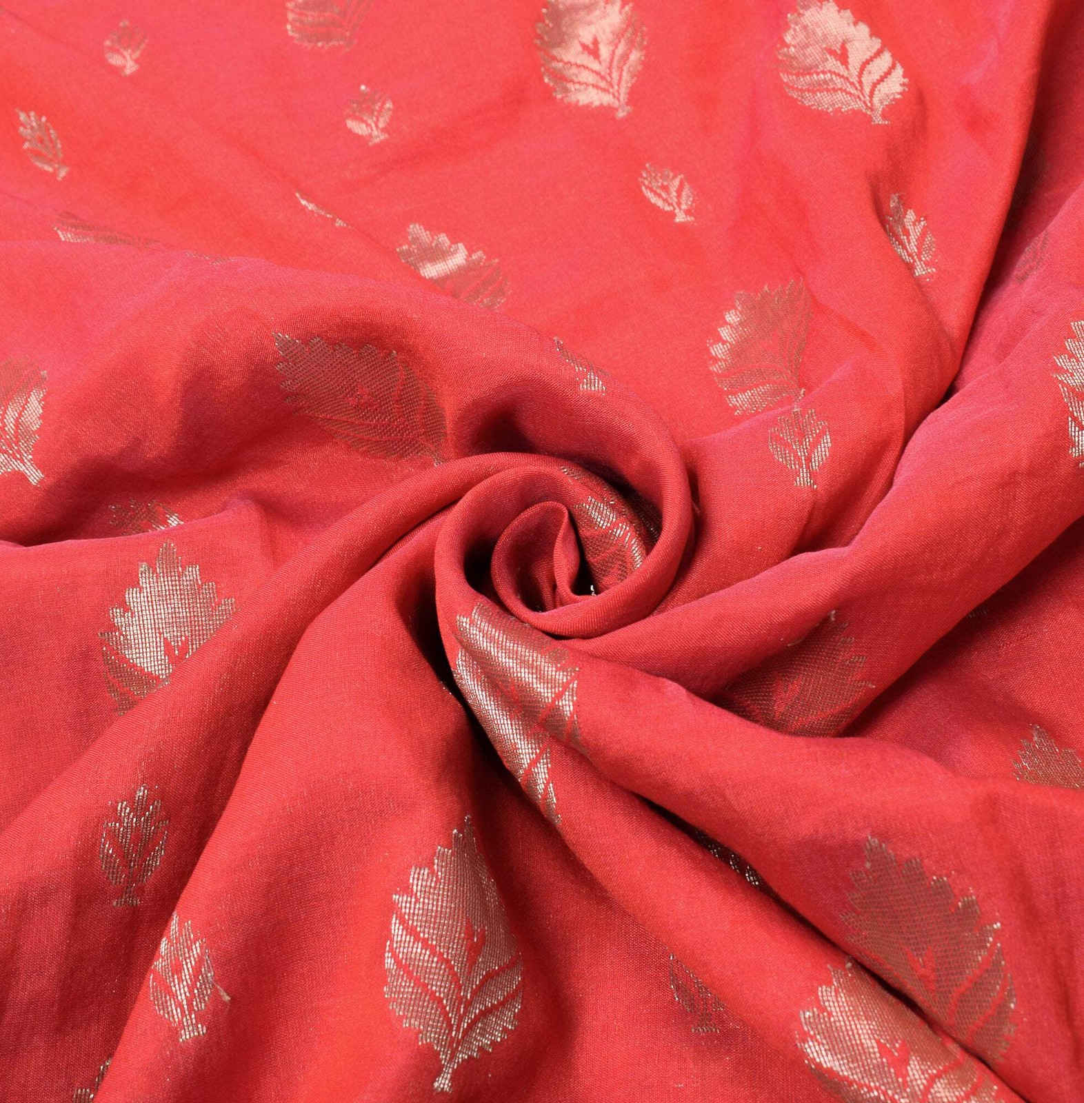 Sushila Vintage Red Banarasi Saree Zari Woven Art Silk Floral Sari Craft Fabric
