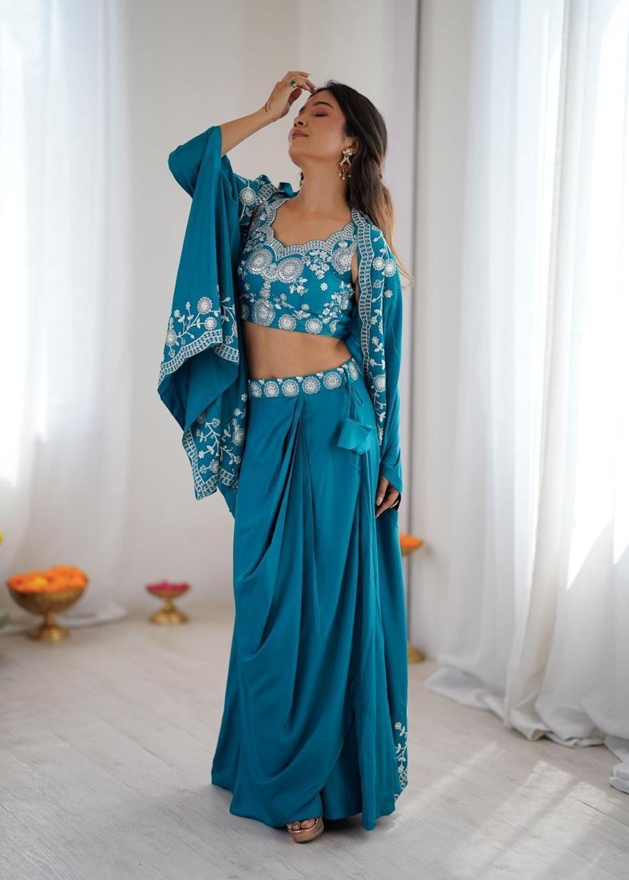 DESIGNER PRE DRAPPED DHOTI KOTI BOLLYWOOD PARTY WEAR DRESS WEDDING INDO WESTERN