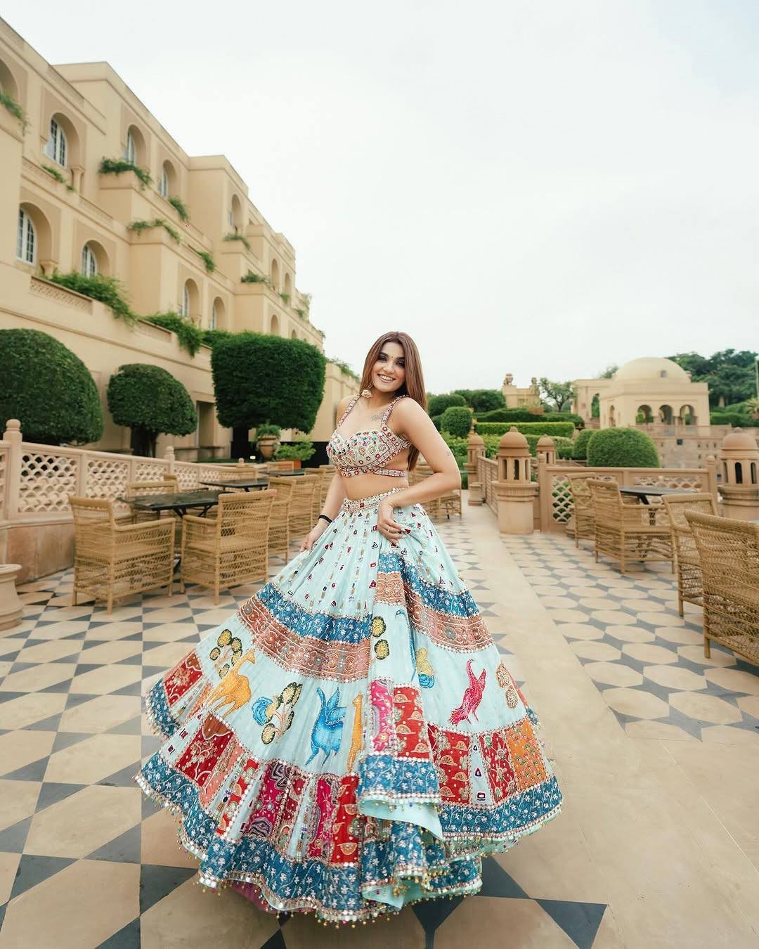Navaratri Special Silk Lehenga Choli & Dupatta In Digital Print By Aadat Export
