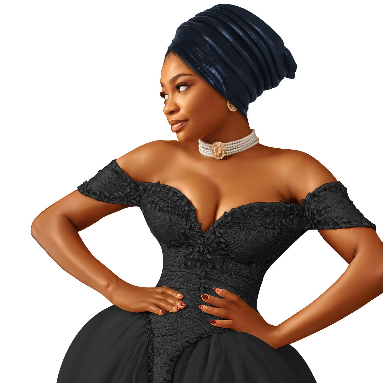 Women Wrap Cap Muslim Solid Color Multilayer Hat Africa Auto Gele Wedding Cap