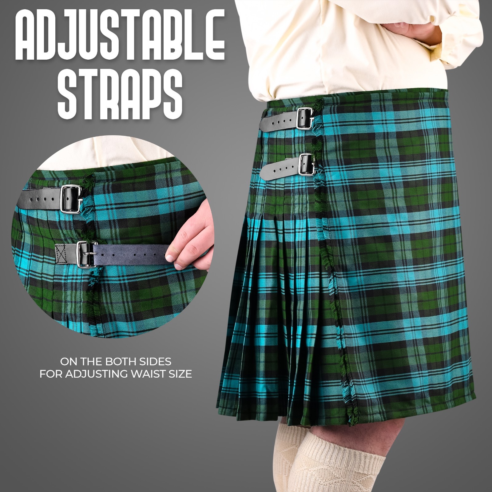 Kilt for Men I Scottish Tartan Kilt Polyviscose 8 Yard Traditional Mens Kilt