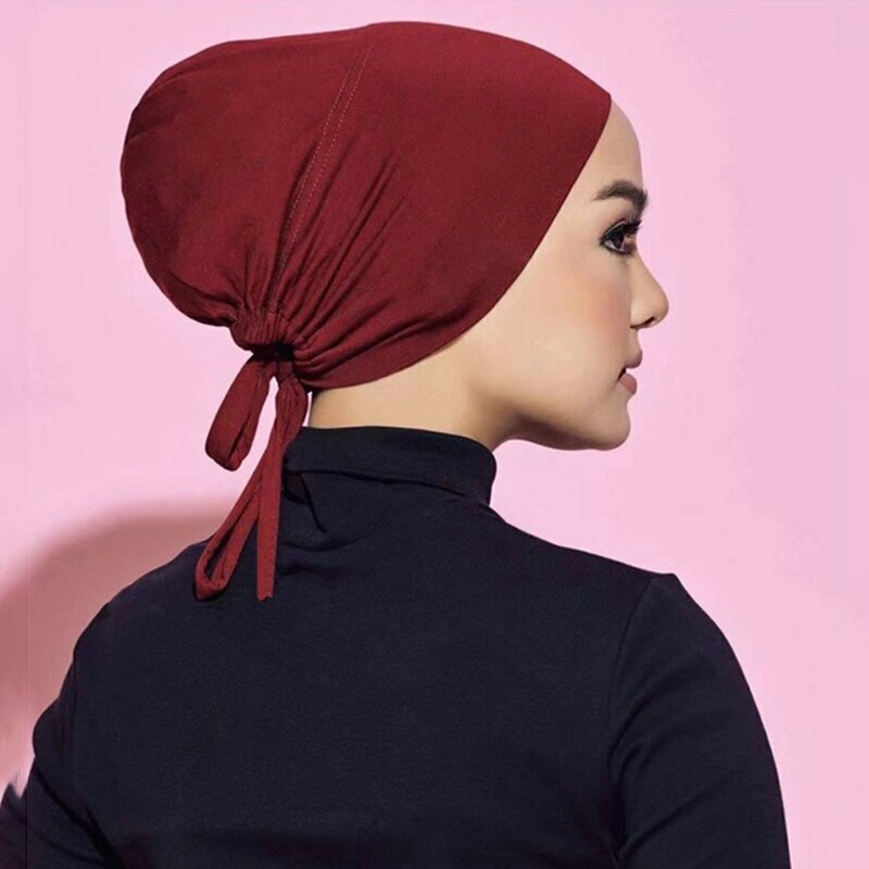 Muslim Modal Adjustable Underscarf Rope Cap Inner Hijab Stretch Headscarf Bonnet